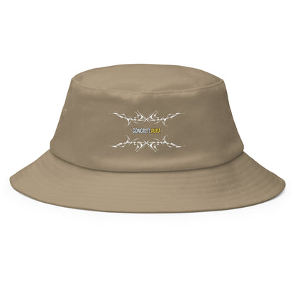 Bucket hat CONCRETE AURA khaki streetwear premium - vista frontale
