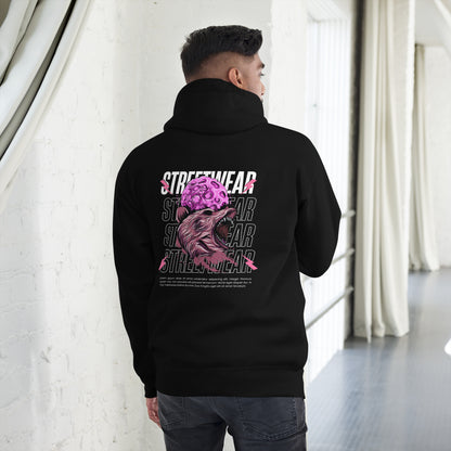 Felpa LUNAR RAGE nera con cappuccio streetwear premium ConcreteAura - retro
