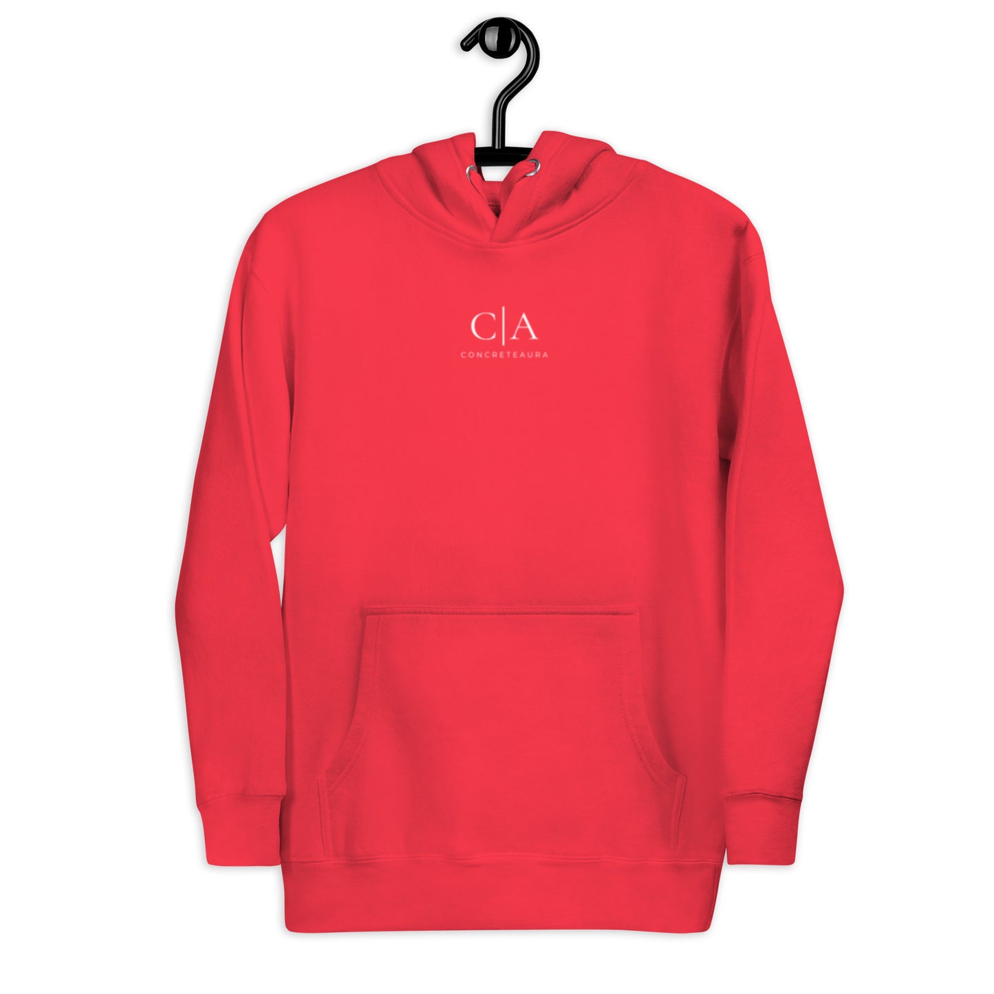 Felpa FALLEN REALITY rossa con cappuccio streetwear premium ConcreteAura - vista frontale
