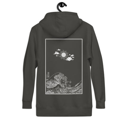 CORE VISION Hoodie Vintage Black - Vista posteriore con patch sul tessuto
