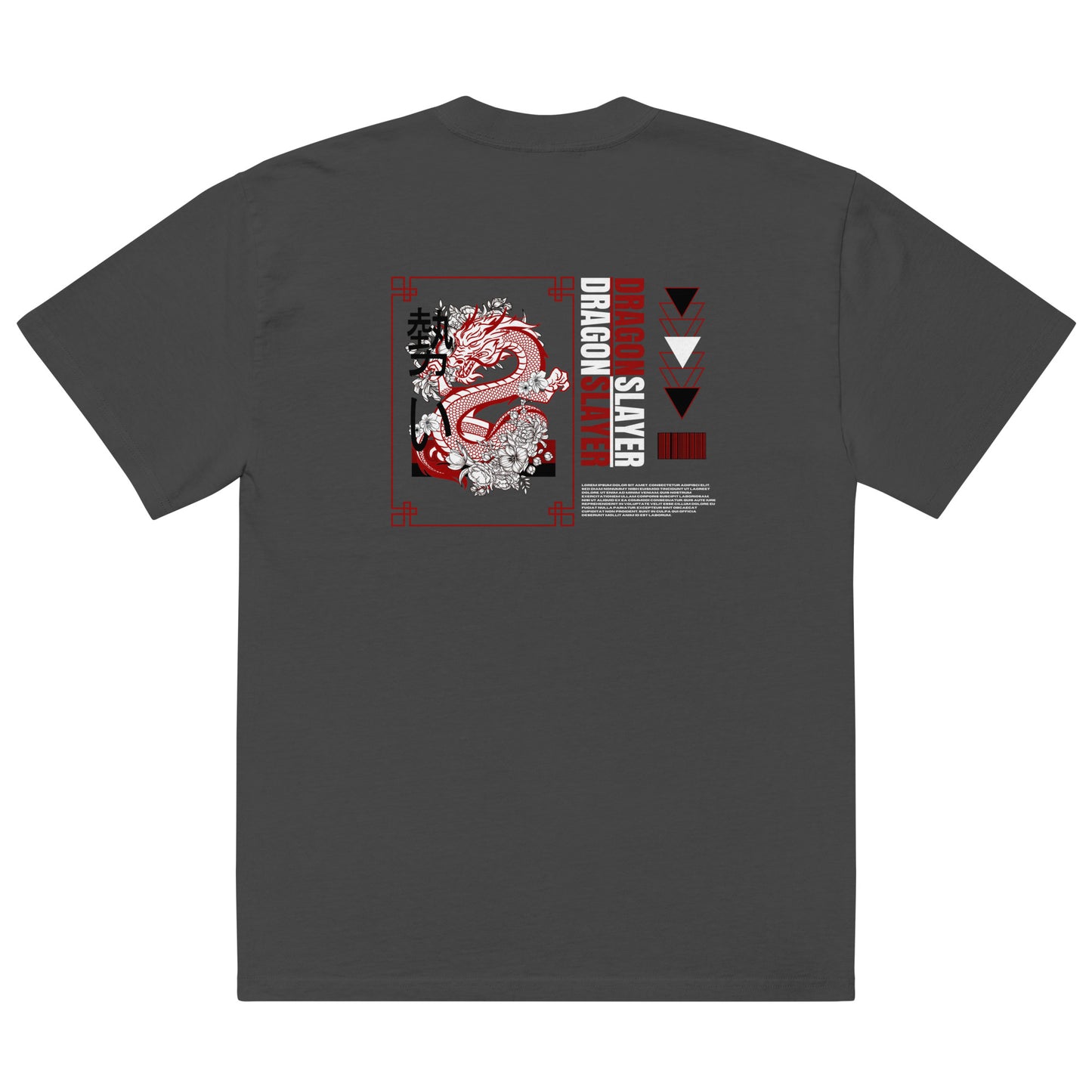 T-shirt oversized DRAGON SLAYER nera streetwear premium ConcreteAura - vista posteriore